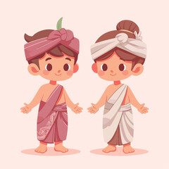 vector image of a small child wearing traditional traditional clothes