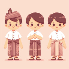 vector image of a small child wearing traditional traditional clothes