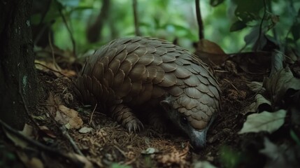 Pangolin in its Natural Habitat: A Close Encounter with Nature's Armored Marvel
