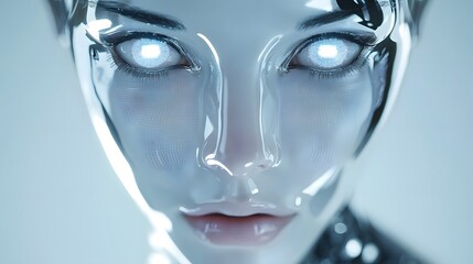 Glowing Eyes of a Futuristic Female Android