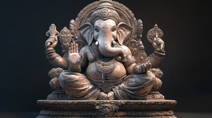 Fototapeta premium Majestic Depiction of Lord Ganesha, Highlighting Wisdom and Grace