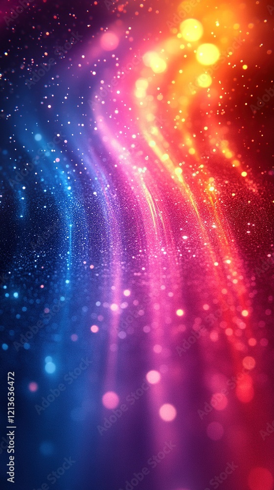 Poster colorful light trails with bokeh on dark background