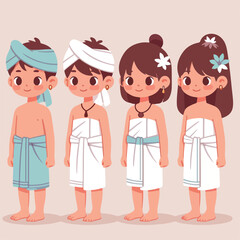 vector image of a small child wearing traditional traditional clothes