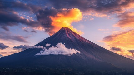 balance of calm and power as a volcano gracefully transition eruption lava