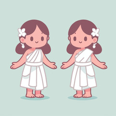 vector image of a small child wearing traditional traditional clothes
