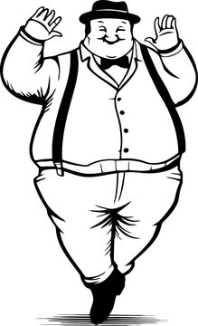 fat man pose drawing
