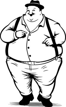 fat man pose drawing