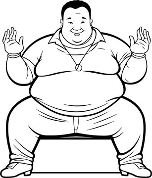 fat man pose drawing
