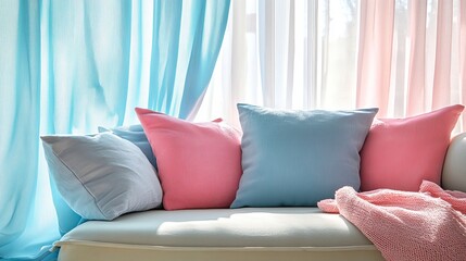 Cozy Living Room Scene Featuring a Comfortable Couch Adorned with Soft Pillows and a Warm Blanket Inviting Relaxation and Comfort in a Welcoming Home Environment Full of Style