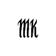 MK monogram logo design letter text name symbol monochrome logotype alphabet character simple logo