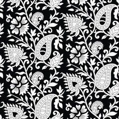 seamless paisley pattern on black background 