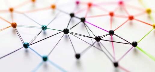 Colorful Abstract Network Connections Representing Data Flow and Communication in a Contemporary Digital Environment