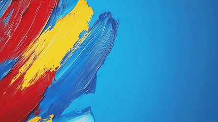 Fototapeta premium Abstract Painting Red Yellow Blue Strokes
