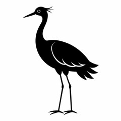 A jacana bird silhouette vector icon with white background