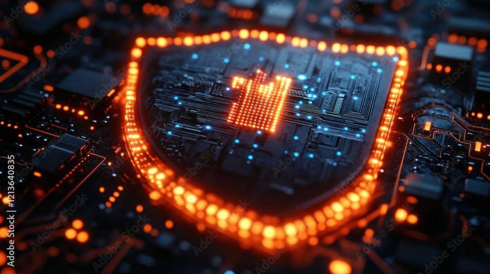 Poster cybersecurity futuristic background for high-tech presentations with big data and innovation in busi