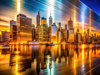 Obraz premium Double exposure artistry: brushed metal reflects, forming an abstract, metallic textured background.