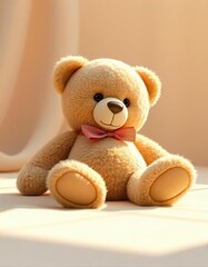 Obraz premium A heartwarming image of a soft brown bear relaxing on a bed 
