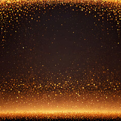 gold glitter dust on black background with copy space for text

