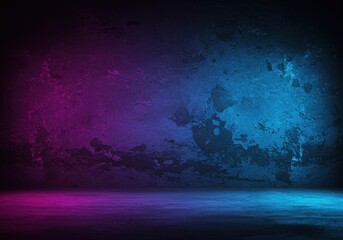 Fototapeta premium Dark textured background, purple and blue gradient, grungy concrete wall, abstract art, moody atmosphere, rough surface, dramatic