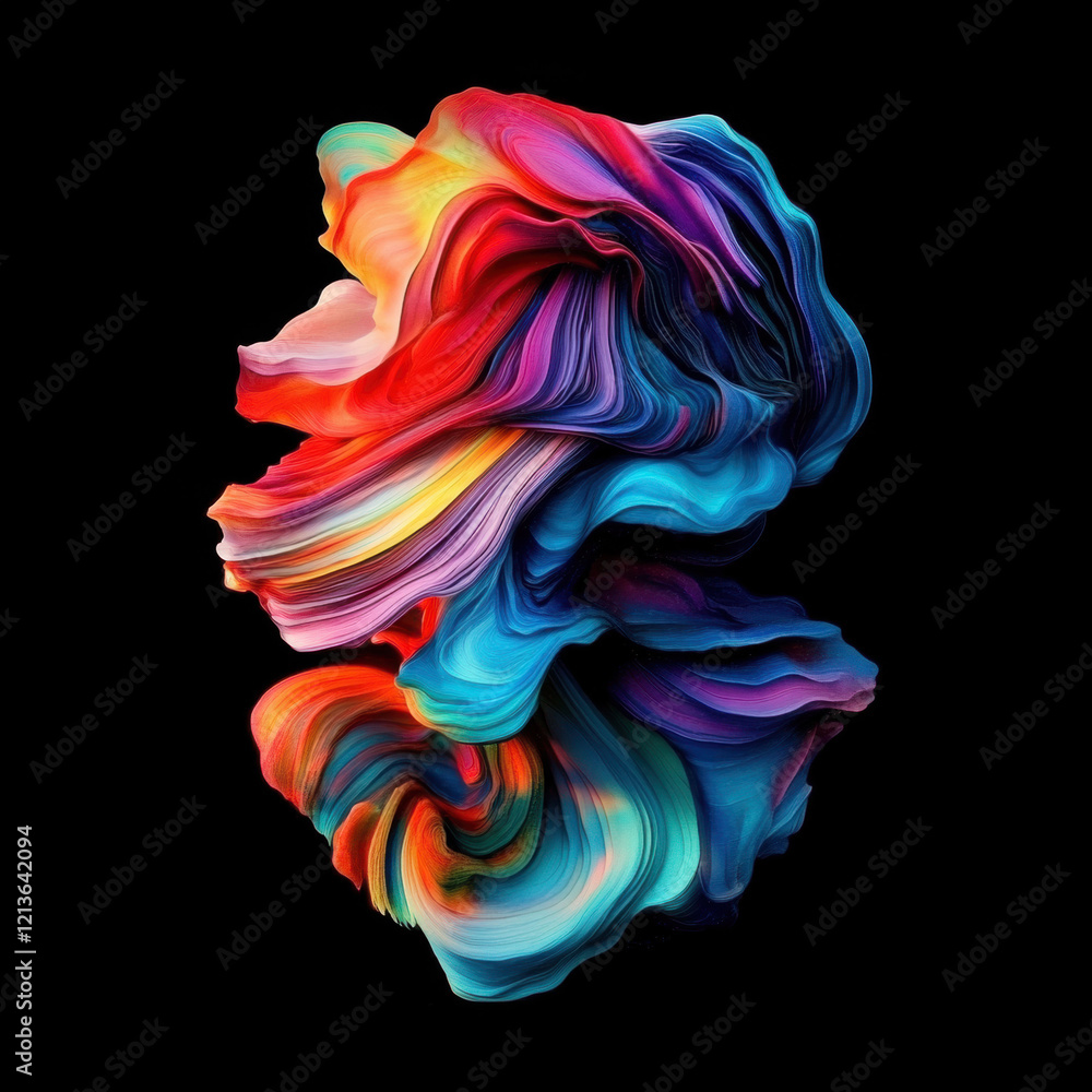 Poster the image can be named colorful abstract smoke with floral patterns on a black background