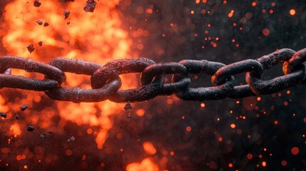 Explosive break of a chain digital art abstract environment