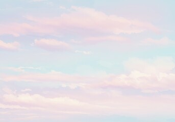 Obraz premium Pastel sky, dreamy cloudscape, soft gradient, cotton candy colors, ethereal atmosphere, delicate watercolor texture, hazy horizon, gentle blending, serene mood, abstract background