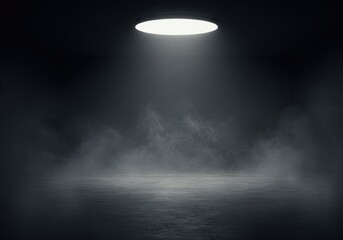 Moody abstract background of an empty dark room with smoke and fog on concrete floor