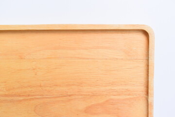 brown wooden tray isolated on white background