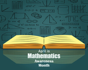 Mathematics awareness month, April. Holiday concept. Template for background, banner, card, poster with text inscription.