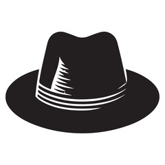 Hat Silhouette Vector Illustration, Solid White Background.