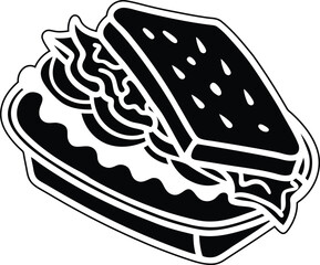 Sandwich with bacon and vegetables vector illustration, Sandwich with bacon and vegetables silhouette, Sandwich with bacon and vegetables line art vector, Sandwich with bacon and vegetables icon desig