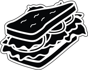 Sandwich with bacon and vegetables vector illustration, Sandwich with bacon and vegetables silhouette, Sandwich with bacon and vegetables line art vector, Sandwich with bacon and vegetables icon desig