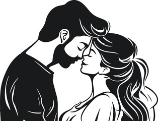 romantic couple illustration silhouette