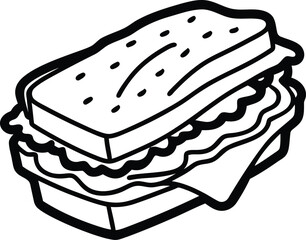 Sandwich with bacon and vegetables vector illustration, Sandwich with bacon and vegetables silhouette, Sandwich with bacon and vegetables line art vector, Sandwich with bacon and vegetables icon desig