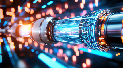 futuristic mechanical object with glowing elements and intricate details, showcasing advanced technology and vibrant colors