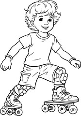 boy play roller skates drawing