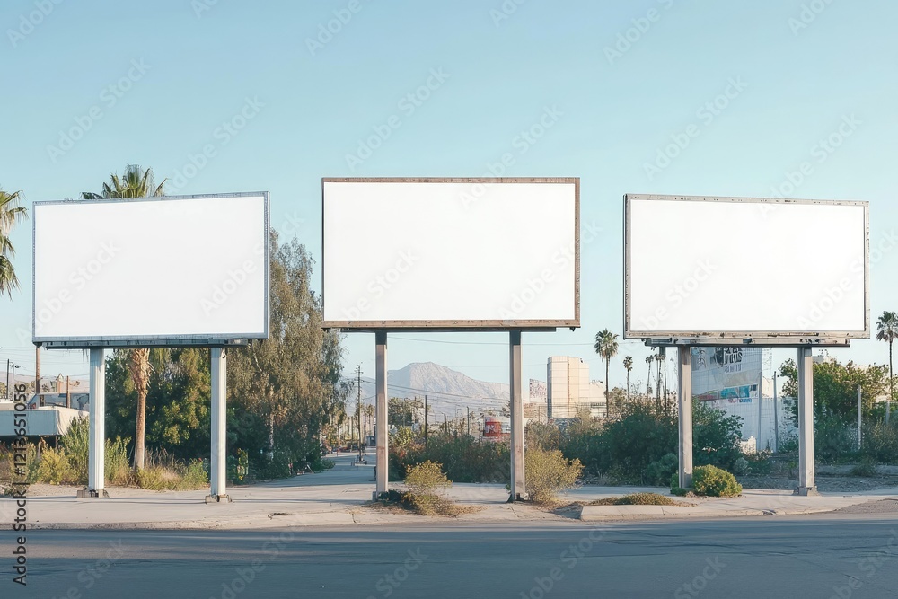 Poster high resolution image of billboard mockup in three positions