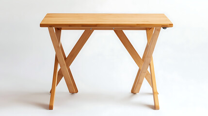 A wooden table with a white background