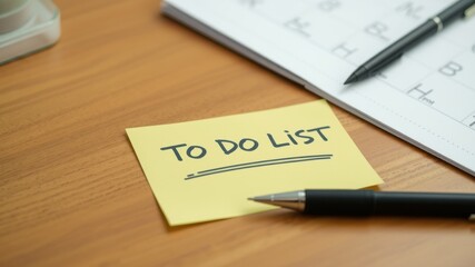 Organization and Productivity Planner with To Do List Note on Desk Featuring Pens and Calendar Page for Daily Task Management and Time Management Strategies