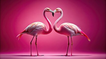Fototapeta premium Pink Flamingoes, Tropical Birds, Summer Food Photography, Pastel Background, Cute Birds, Foodie Photo
