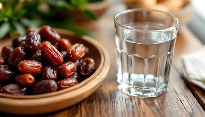 Fototapeta premium Sweet Dates and Refreshing Water a Perfect Ramadan Treat