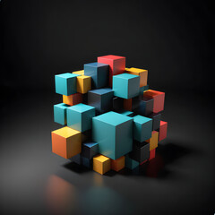 Obraz premium a close up of a bunch of colorful cubes on a black surface