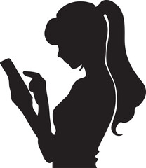 women using smartphone silhouette logo, icon design vector illustration