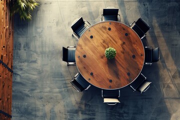 Ultra Hd Visual of a Round Table with Chairs and a Round Table with Chairs Around it