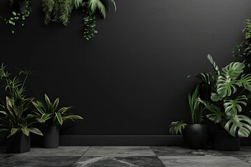 Ultra Quality Picture of Black Wall 3D Company Logo Mockup Indoor Realistic