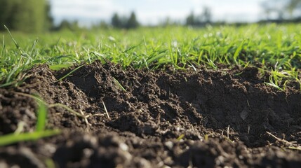 Fototapeta premium Close-Up of Lush Green Grass and Rich Soil