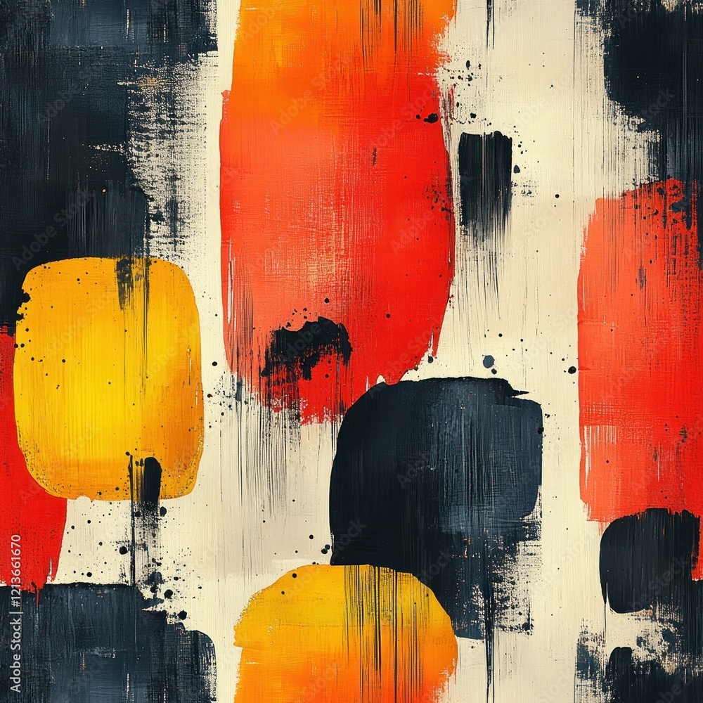 Poster dynamic abstract pattern with shapes in orange yellow and dark navy colorful design modern art