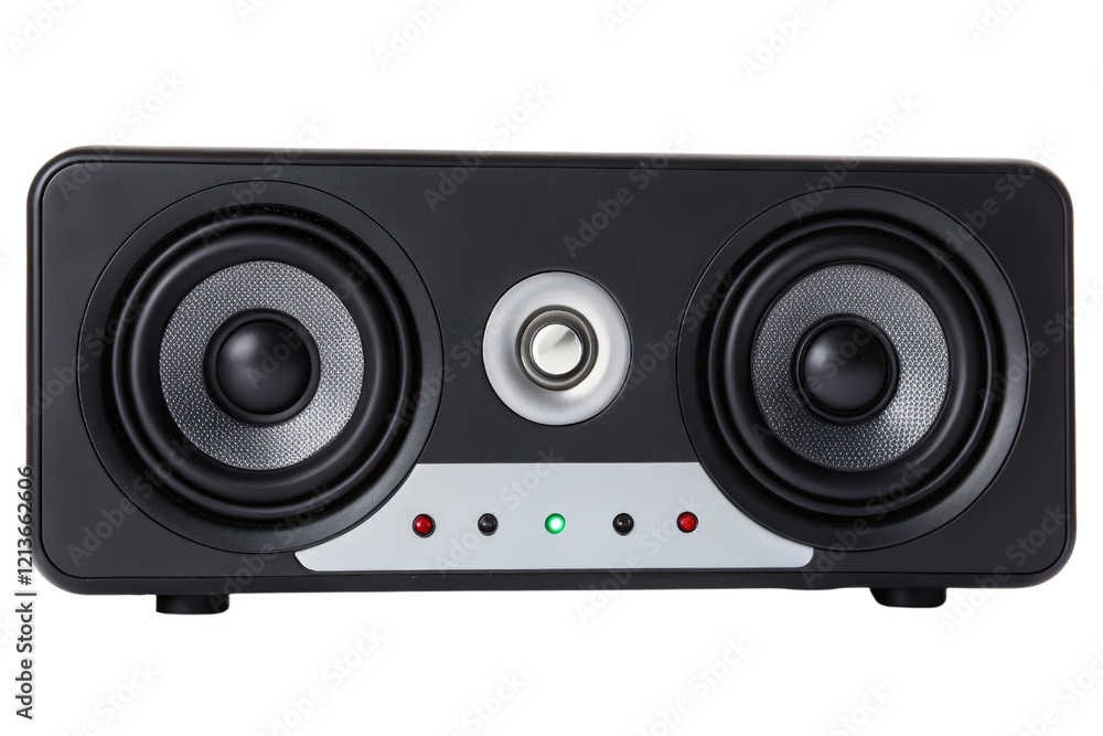 Poster black rectangular speaker isolated with transparent background