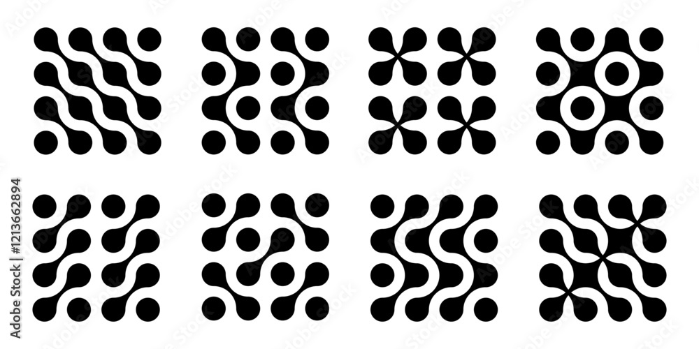 Poster set black metaballs isolated on a white background. modern contemporary geometric shapes and element