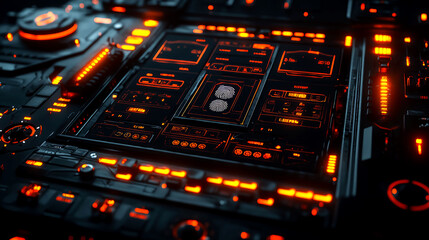 Futuristic Technology Interface: Cyberpunk Style Digital Dashboard